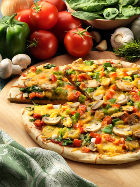 Vegetarian Pizza with ingredients stock photo