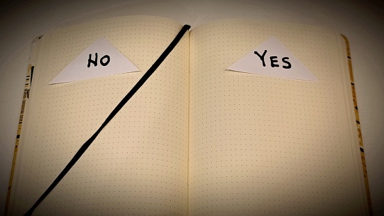 Notebook with yes and no positions
