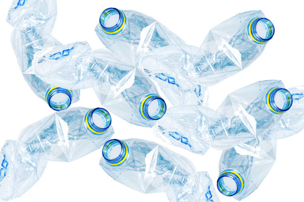 istock Plastic water bottle with empty crumpled used isolated on white background, reuse, recycle, pollution, environment, ecology, global warming concept. 1811271053