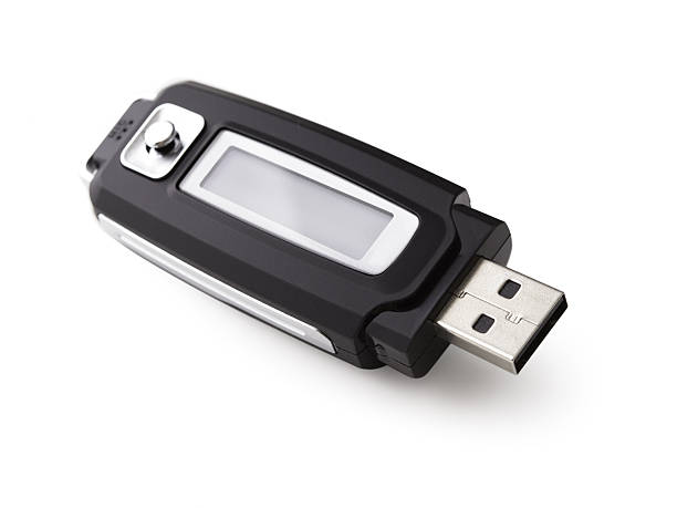 memoria flash usb a lettore mp3 su bianco - usb flash drive computer mp3 player security foto e immagini stock