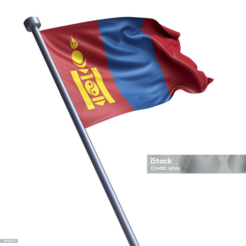 Flaga Mongolii na białym tle - Zbiór zdjęć royalty-free (Azja)