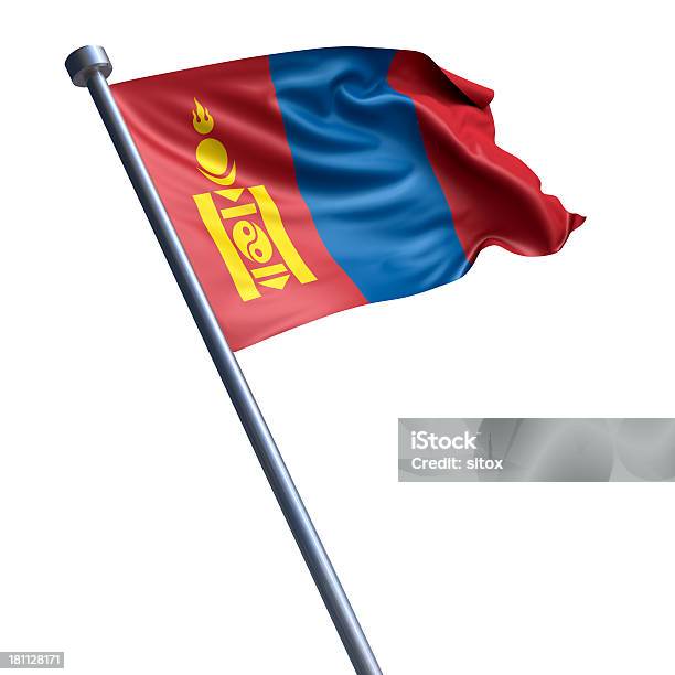 Флаг Монголии Изолирован На Белом — стоковые фотографии и другие картинки Mongolian Flag - Mongolian Flag, Азия, Без людей