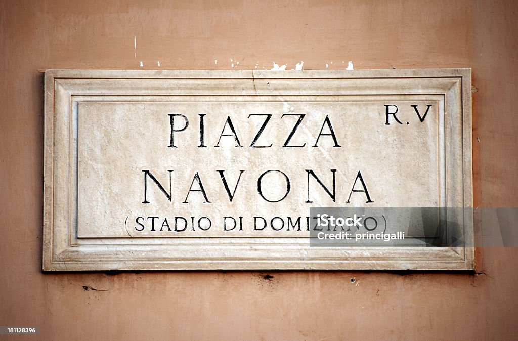 Piazza Navona señal en Roma, Italia - Foto de stock de Roma - Italia libre de derechos