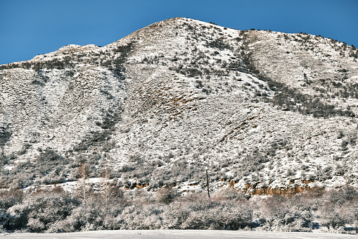 Mount Buffalo granite rock formation with snow