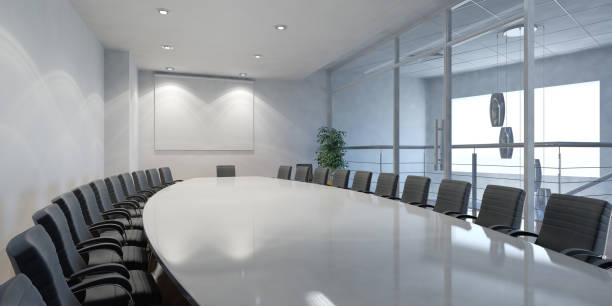 A corporate boardroom where all important meetings are held stock photo
