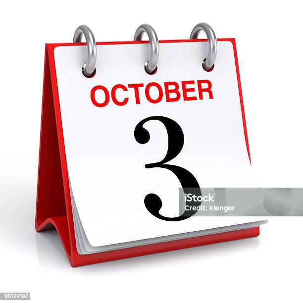Calendário De Outubro - Fotografias de stock e mais imagens de Calendário - Calendário, Calendário de mesa, Computação Gráfica