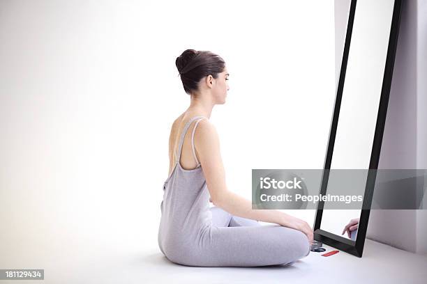 Mentally Preparing For Her Performance Stock Photo - Download Image Now - In Front Of, Looking, Mirror - Object