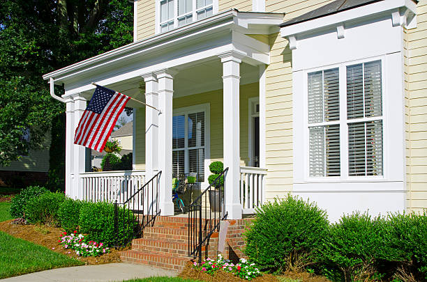 istock American Flag on Front Porch 181129657