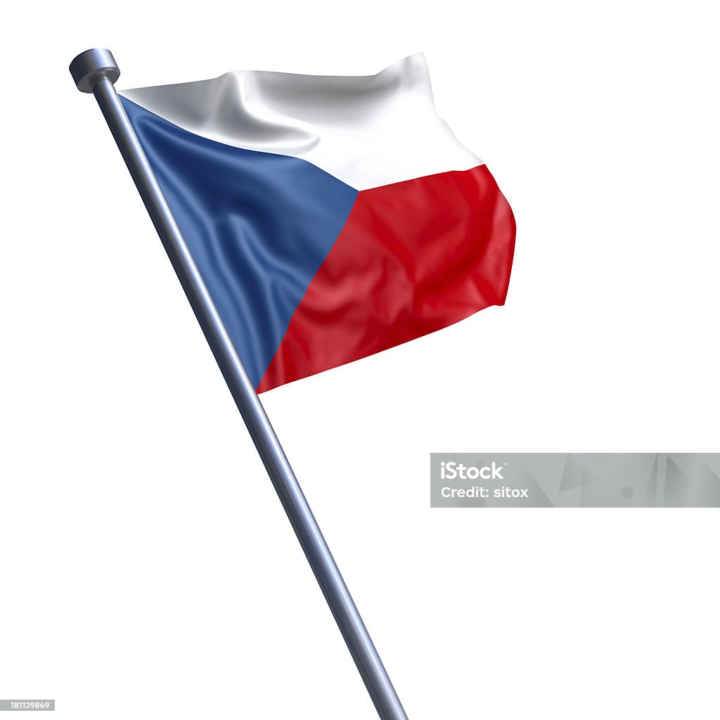 Bandera de la República Checa, Aislado en blanco - Foto de stock de Asta - Palo libre de derechos