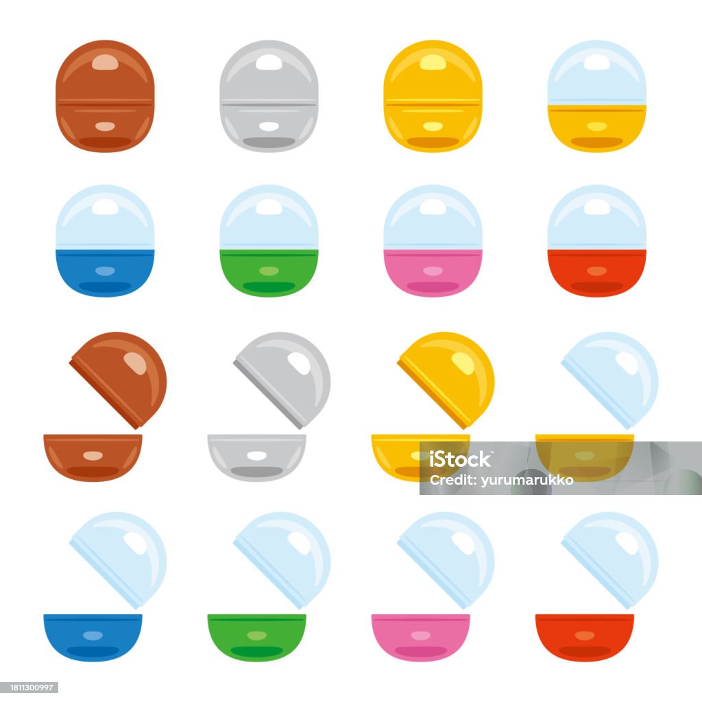Capsule Shape Objects Various Capsule Toy Set Stock Illustration - Download Image Now ...
