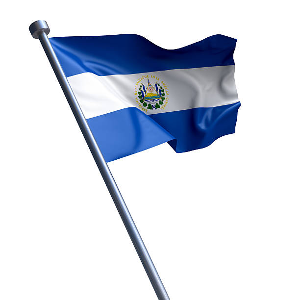 Drapeau El Salvador isolé sur blanc - Photo