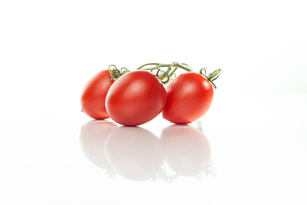 Roma Tomatoes On The Vine stock photo