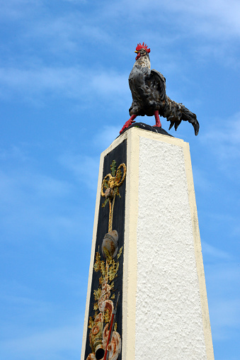 Cayenne, French Guiana: Rooster Square (Place du Coq) - 'monument aux morts' dedicated to the heroes of the First World War 1914-1918, toped with the Gallic rooster, after which the square is named.