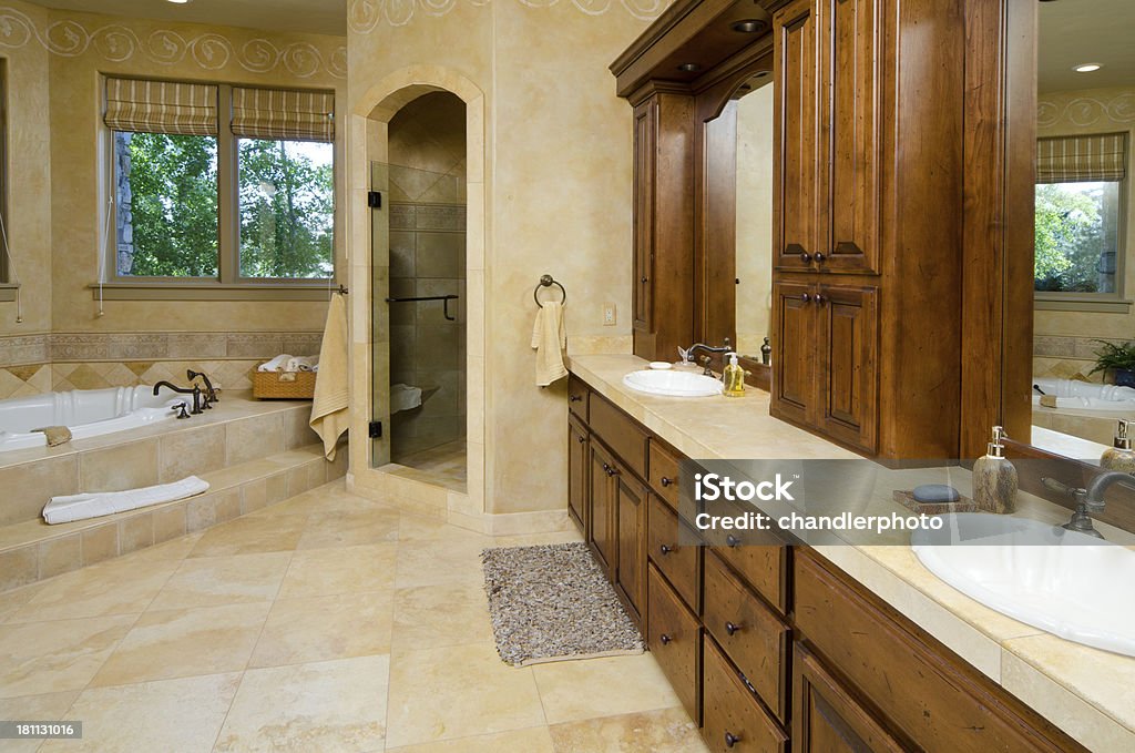 Elegant bathroom This bathroom is elegant and spacious.  Shower Stock Photo