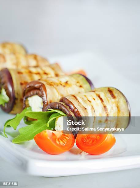 Melanzana Rolls - Fotografie stock e altre immagini di Alimentazione sana - Alimentazione sana, Alla griglia, Avvolto