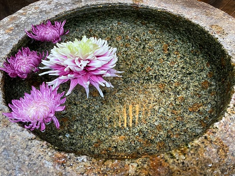 Japan - old decorative stone tray for gardens