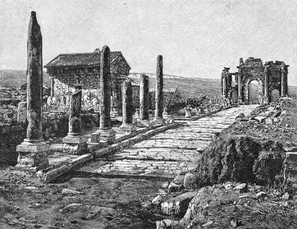 руины тимгада, алжир - timgad stock illustrations