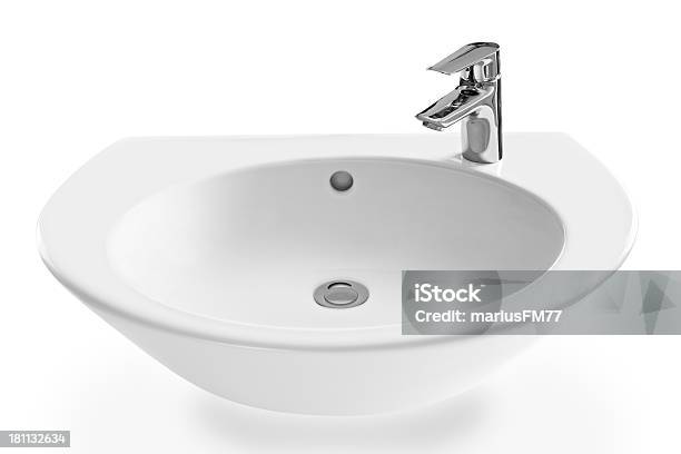 Modern Washstand And Faucet Stock Photo - Download Image Now - Sink, Bathroom Sink, White Background