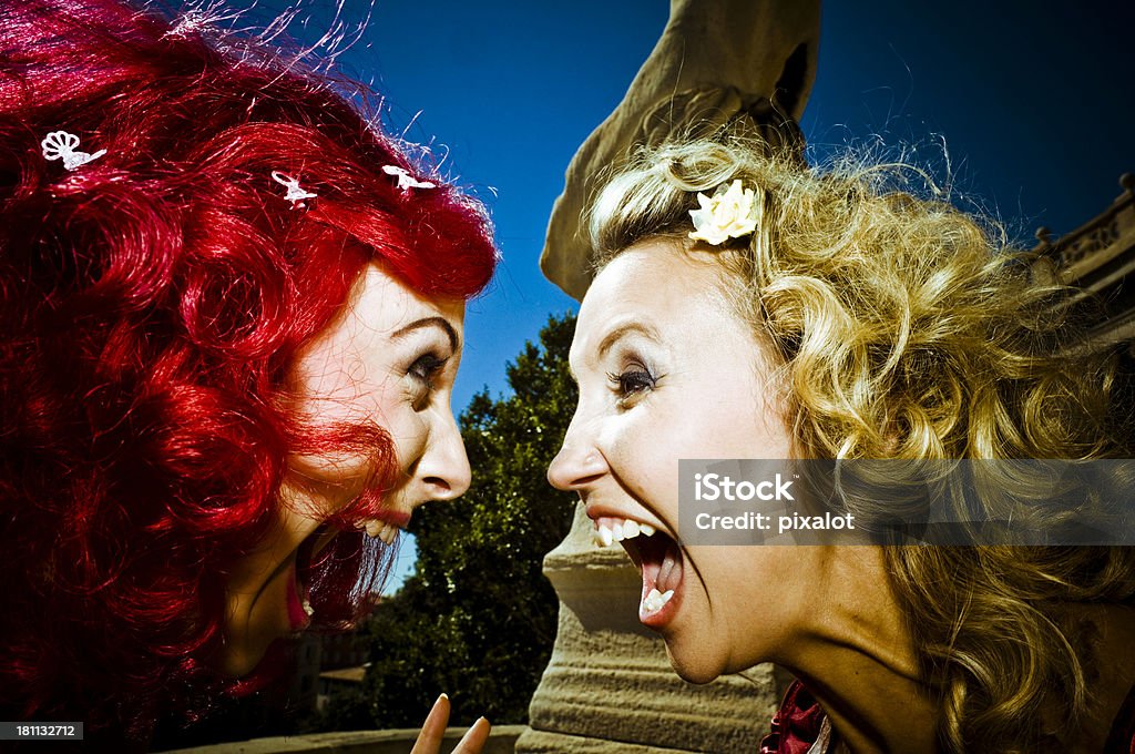 Zwei Frauen mit Schreien an den anderen - Lizenzfrei Bizarr Stock-Foto