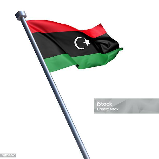 Bandeira Da Líbia Isolado A Branco - Fotografias de stock e mais imagens de Bandeira - Bandeira, Bandeira Nacional, Bandeira da líbia
