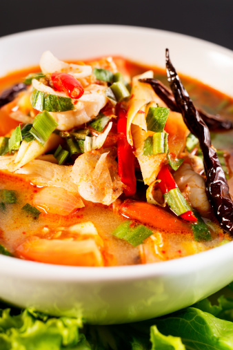 Traditional Thai dish of Tom Yum Goong.