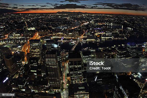 Foto de Sydney No Pôrdosol e mais fotos de stock de Noite - Noite, Vista Aérea, Nova Gales do Sul