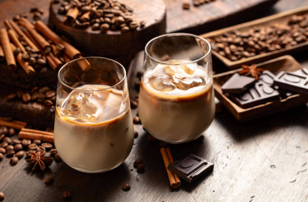 istock Cream and coffee cocktail in glasses with ice. 1811339307