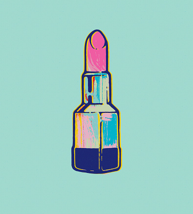 Illustration of lipstick in bright Pop art style