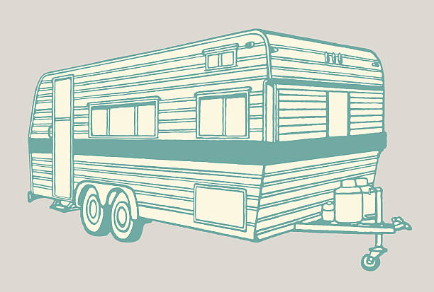 furgonetki przyczepy - mobile home illustrations stock illustrations