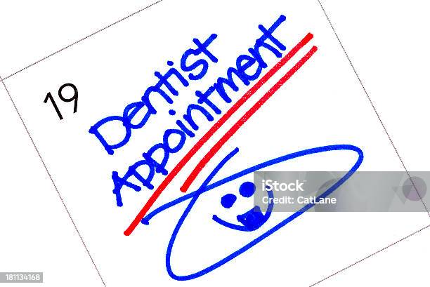 Dentist Appointment Reminder On Calendar Stock Photo - Download Image Now - Anthropomorphic Smiley Face, Calendar, Calendar Date