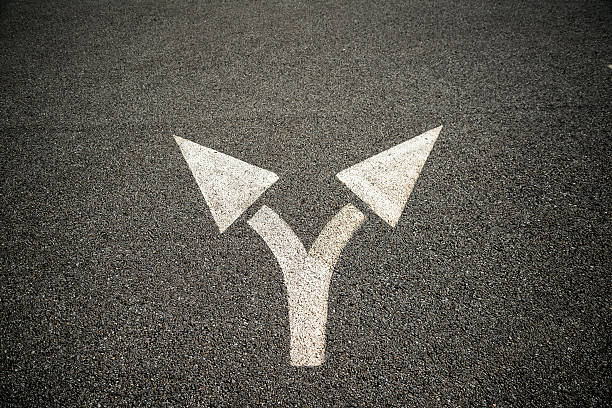 Arrow on asphalt choice option