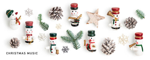 istock Snowmen musicians christmas decoration isolated on white background 1811344922