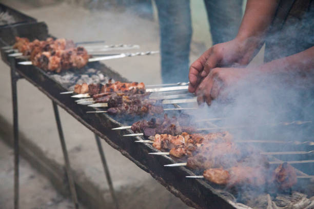 smokey sheep meat in uzbek way