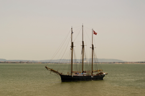 Large sailboat entering the port of Lisbon.