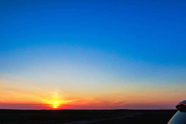 Beautiful textured sky with clouds at sunset. Nature