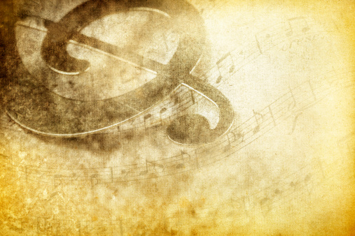 Vintage Composition Background With Treble Clef