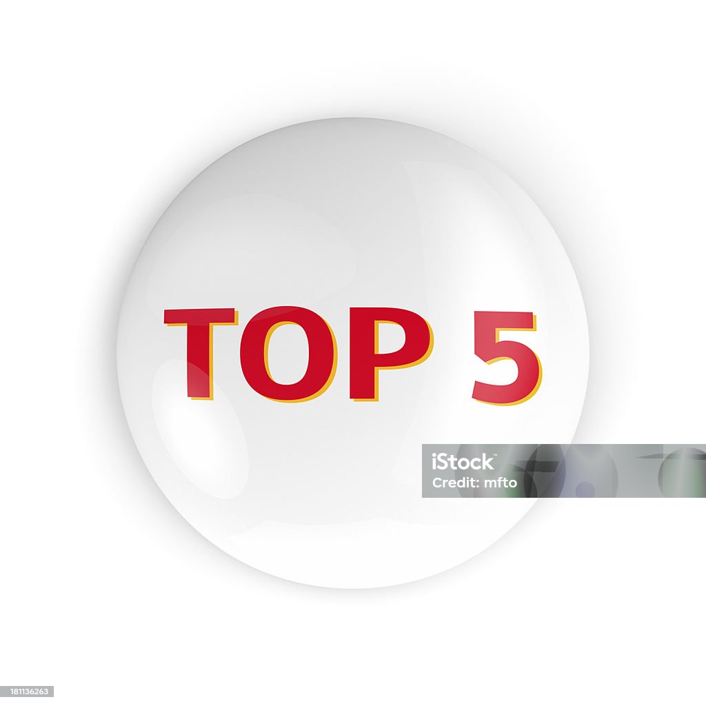 Top 5 Top 5 badge pin isolated on white. Number 5 Stock Photo