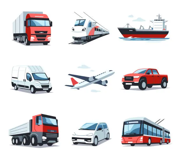 Vector illustration of Vehicles And Transportation Icons