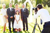 Man Photographing Family At Outdoor Wedding