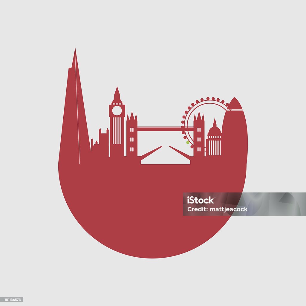 Ilustracja wektorowa Londynu z widokiem na panoramę miasta - Zbiór ilustracji royalty-free (Anglia)