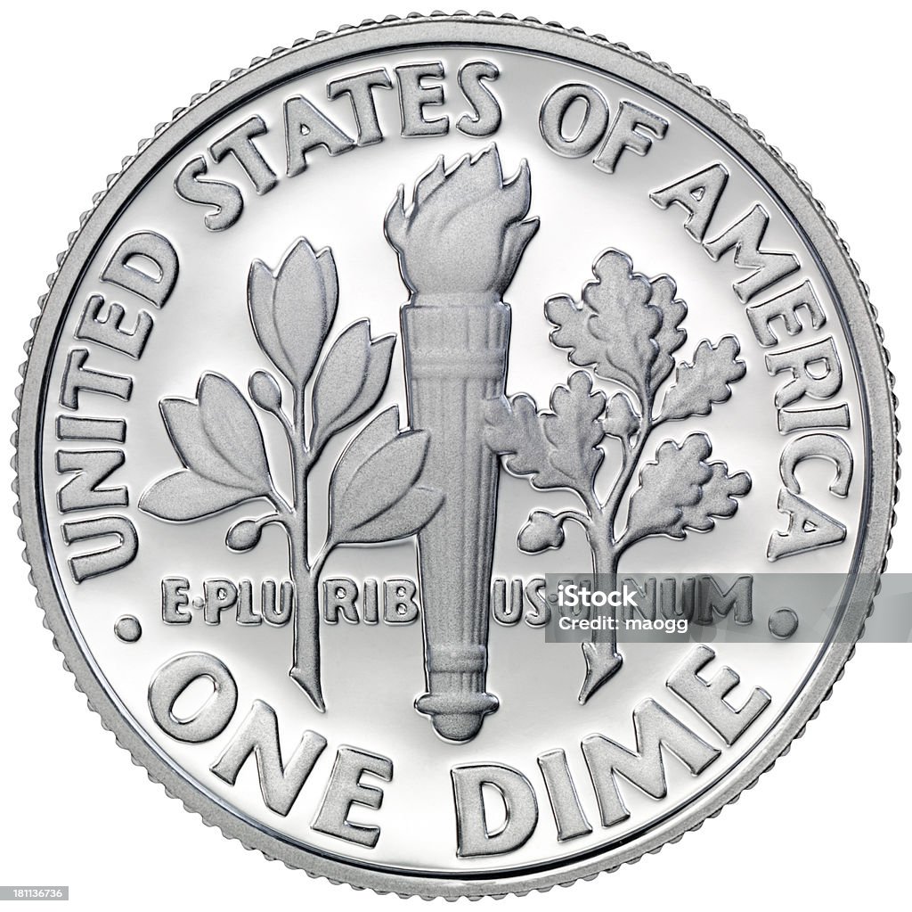 逆の 1995 ルーズベルトシルバーダイム - 10セント硬貨のロイヤリティフリーストックフォト