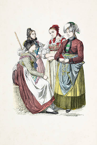 istock Group of german women in traditional clothing from 1870 181137109