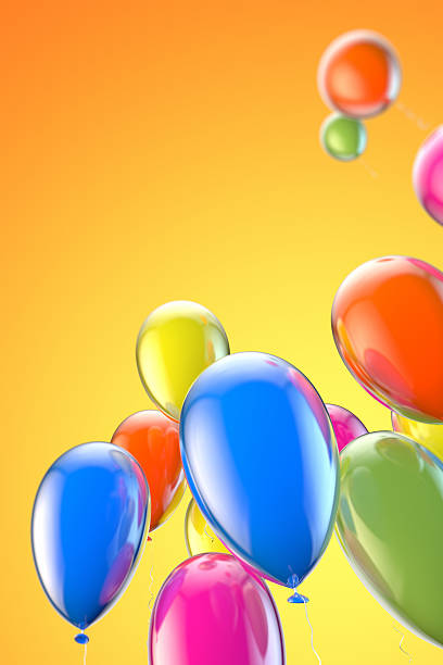 istock Party balloons on orange background 181137359