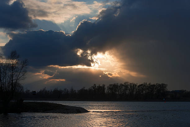 Sunset at the river rhine