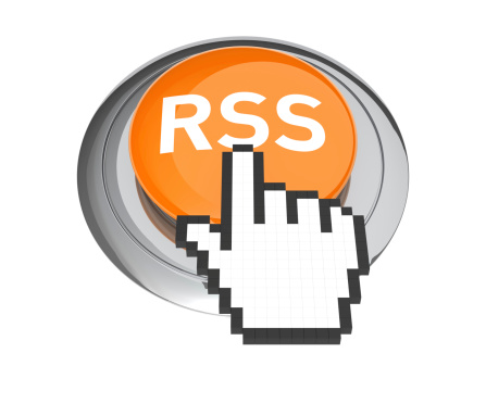 RSS Button Concept. 3D Rendering.