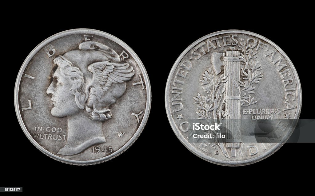 Plata de diez centavos - Foto de stock de Mercurio - Dios romano libre de derechos