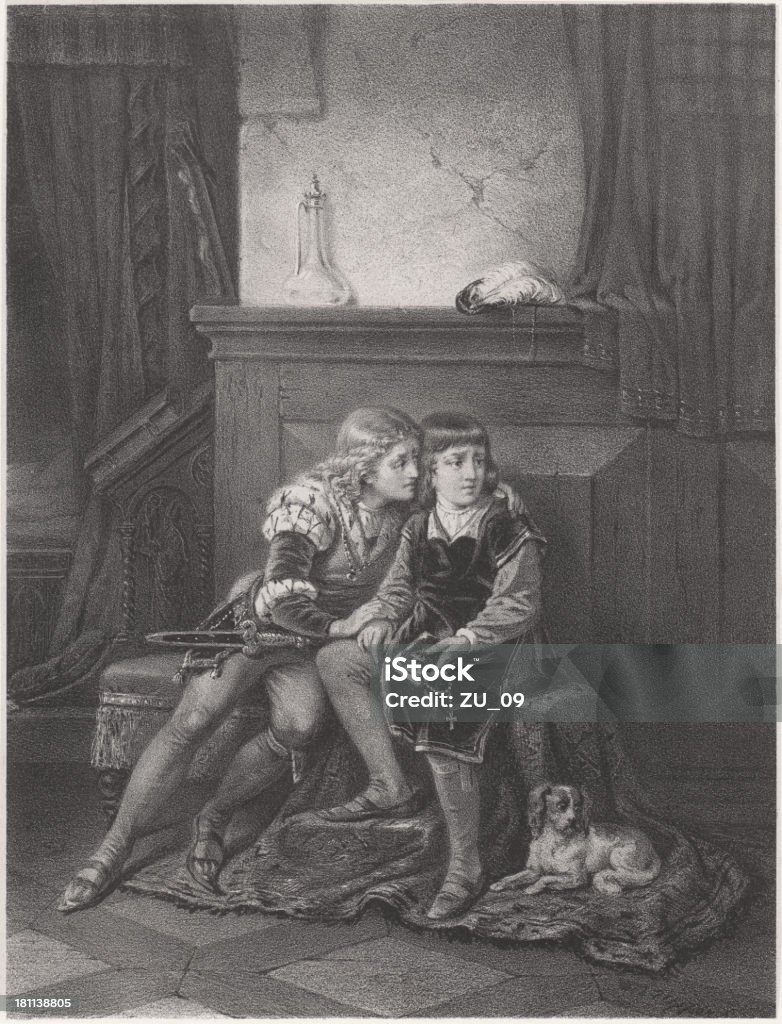 Sons von Edward IV of England, Lithographie, pupl. 1868 - Lizenzfrei Prinz - Königliche Persönlichkeit Stock-Illustration