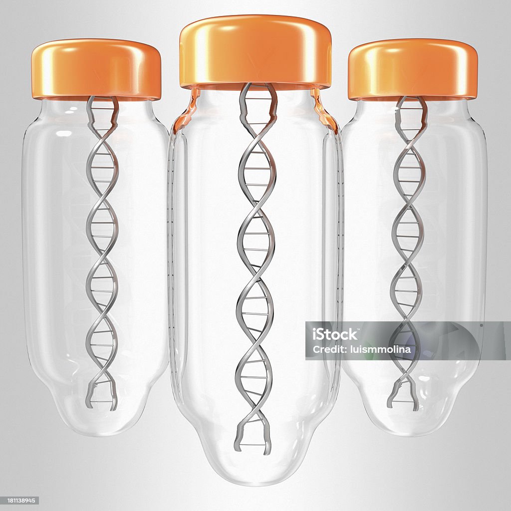 Bouteille avec l'ADN à l'intérieur - Photo de ADN libre de droits