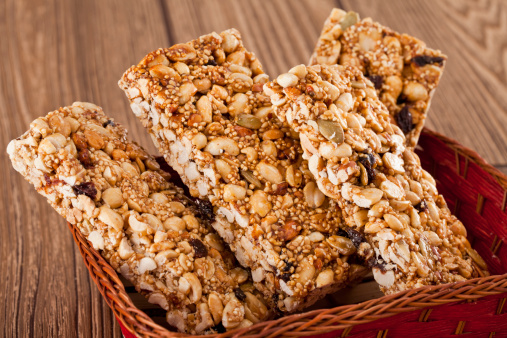 Combined Nuts and Cereal Bars, Mexican Traditional Candy, Palanqueta, Energy Bar