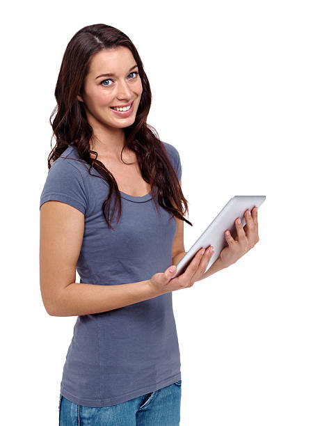istock Proud of her new tablet 181139249